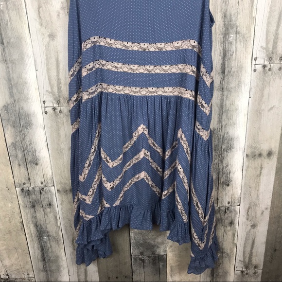 Free People Voile Lace Trapeze Dress Blue XS EUC - Picture 5 of 8